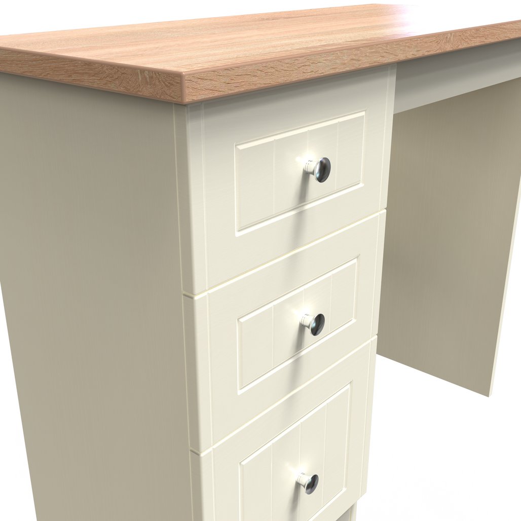 Vienna 3 Drawer Vanity Desk with Oak Top