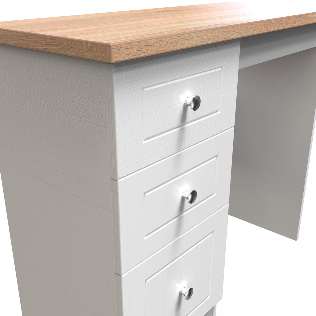 Vienna 3 Drawer Vanity Desk with Oak Top