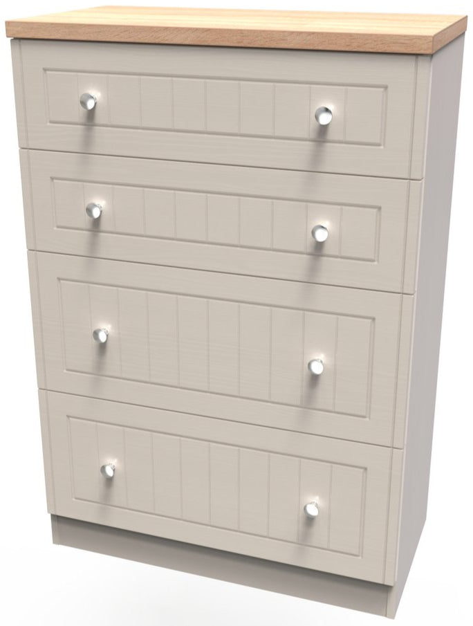 Vienna 4 Drawer Deep Chest with Oak Top