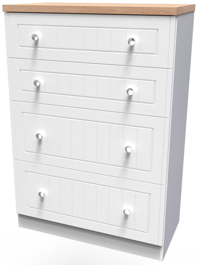 Vienna 4 Drawer Deep Chest with Oak Top