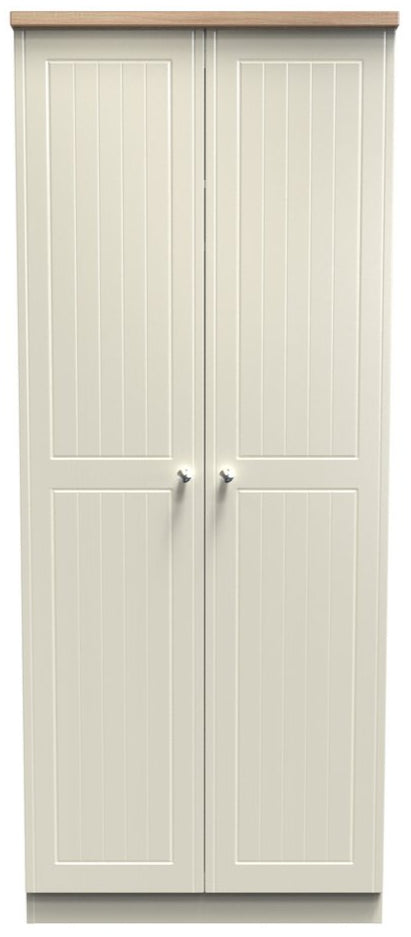 Vienna 2 Door Double Wardrobe with Oak Top