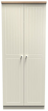 Vienna 2 Door Double Wardrobe with Oak Top