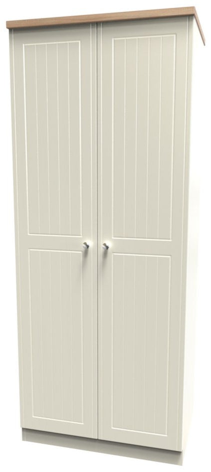Vienna 2 Door Double Wardrobe with Oak Top