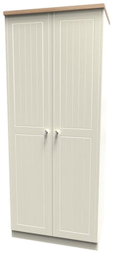 Vienna 2 Door Double Wardrobe with Oak Top