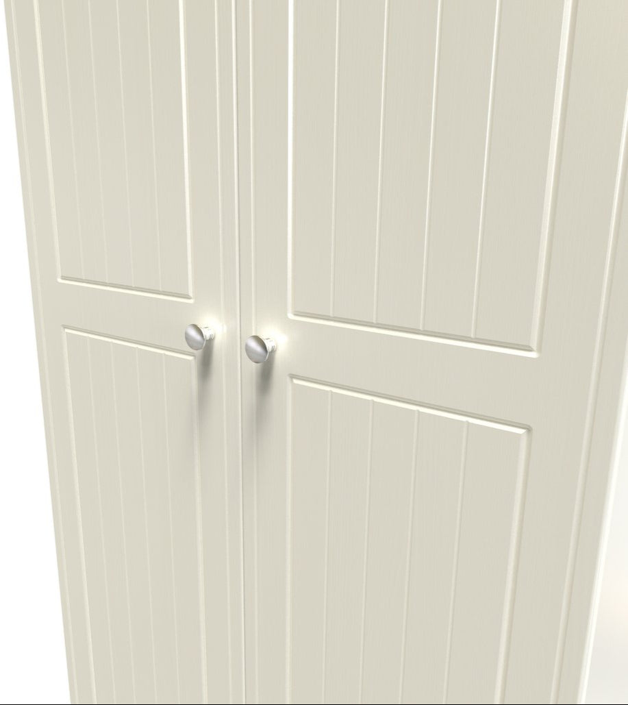 Vienna 2 Door Double Wardrobe with Oak Top