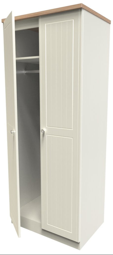 Vienna 2 Door Double Wardrobe with Oak Top