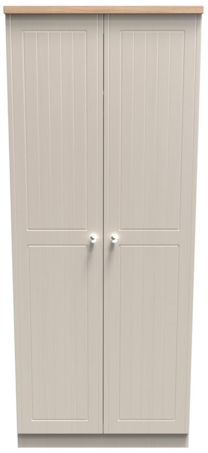 Vienna 2 Door Double Wardrobe with Oak Top