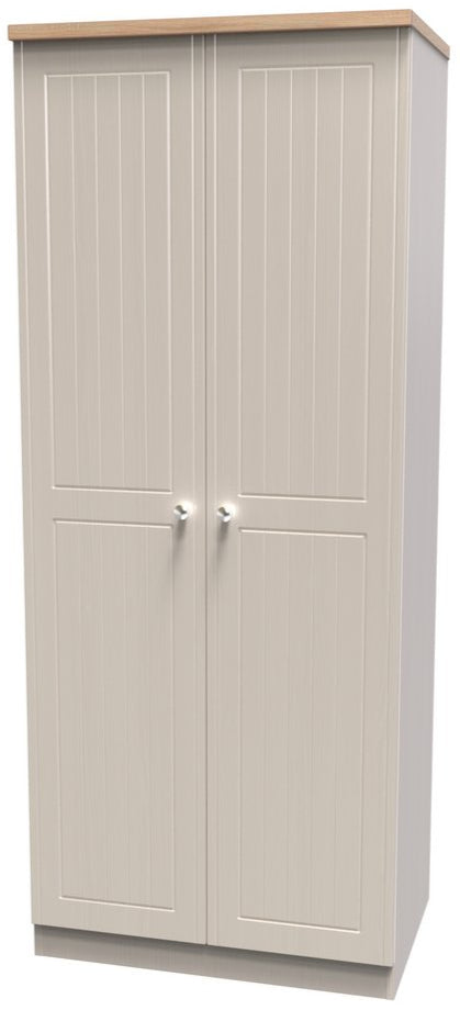 Vienna 2 Door Double Wardrobe with Oak Top
