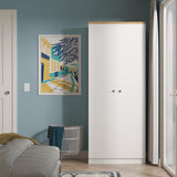 Vienna 2 Door Double Wardrobe with Oak Top