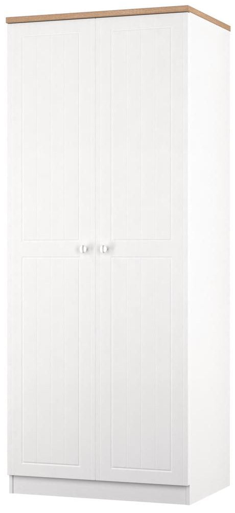 Vienna 2 Door Double Wardrobe with Oak Top