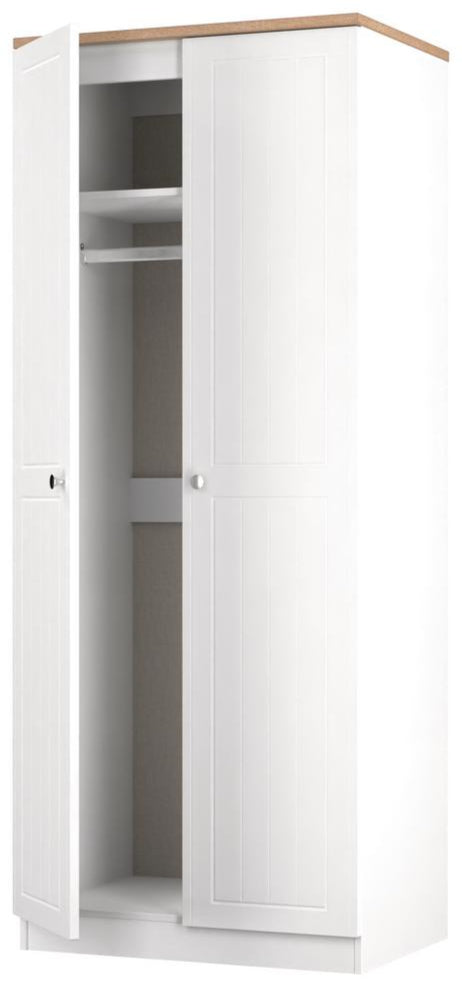 Vienna 2 Door Double Wardrobe with Oak Top