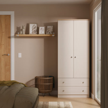 Vienna 2 Drawer 2 Door Double Wardrobe with Oak Top