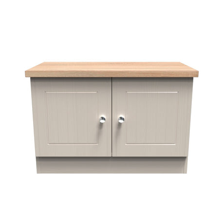 Vienna Low 2 Door Storage Unit with Oak Top