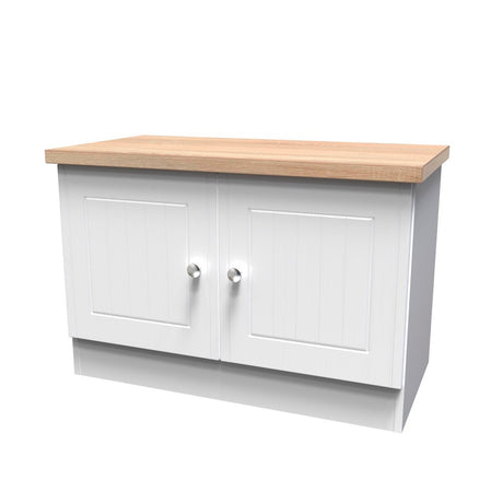 Vienna Low 2 Door Storage Unit with Oak Top