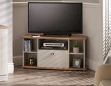 Victoria 1 Drawer Open Shelf Corner TV Unit with Riviera Oak Top