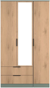 Java Tall Mirrored 2 Drawer 3 Door Triple Wardrobe