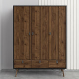 Winslow Rustic Wardrobe with 3 Doors & 3 Drawers