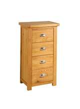 Woburn Solid Oak 4 Drawer Narrow Chest