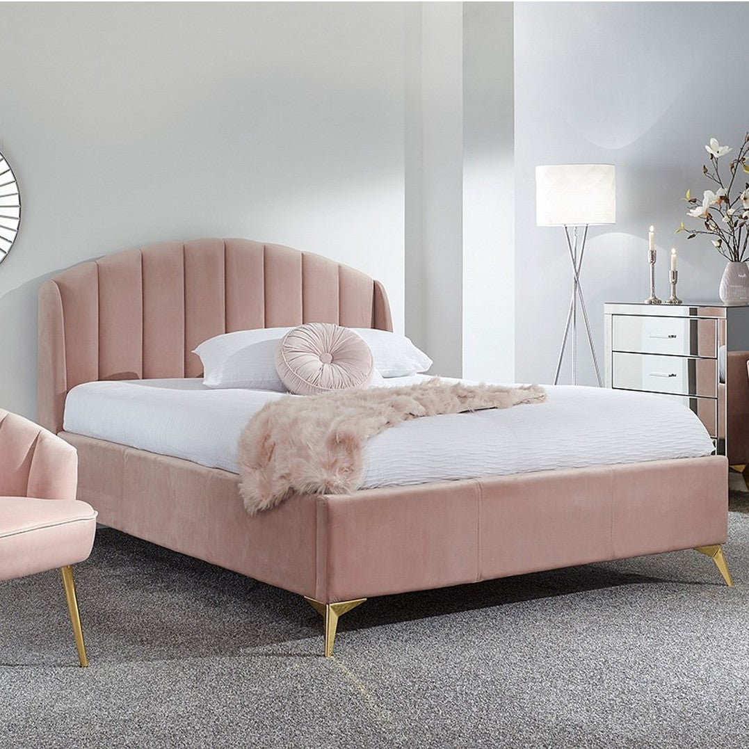 Pettine Velvet Ottoman Bed