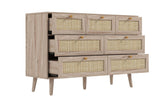 Willow rattan 7 drawer chest of drawers styled in bedroom