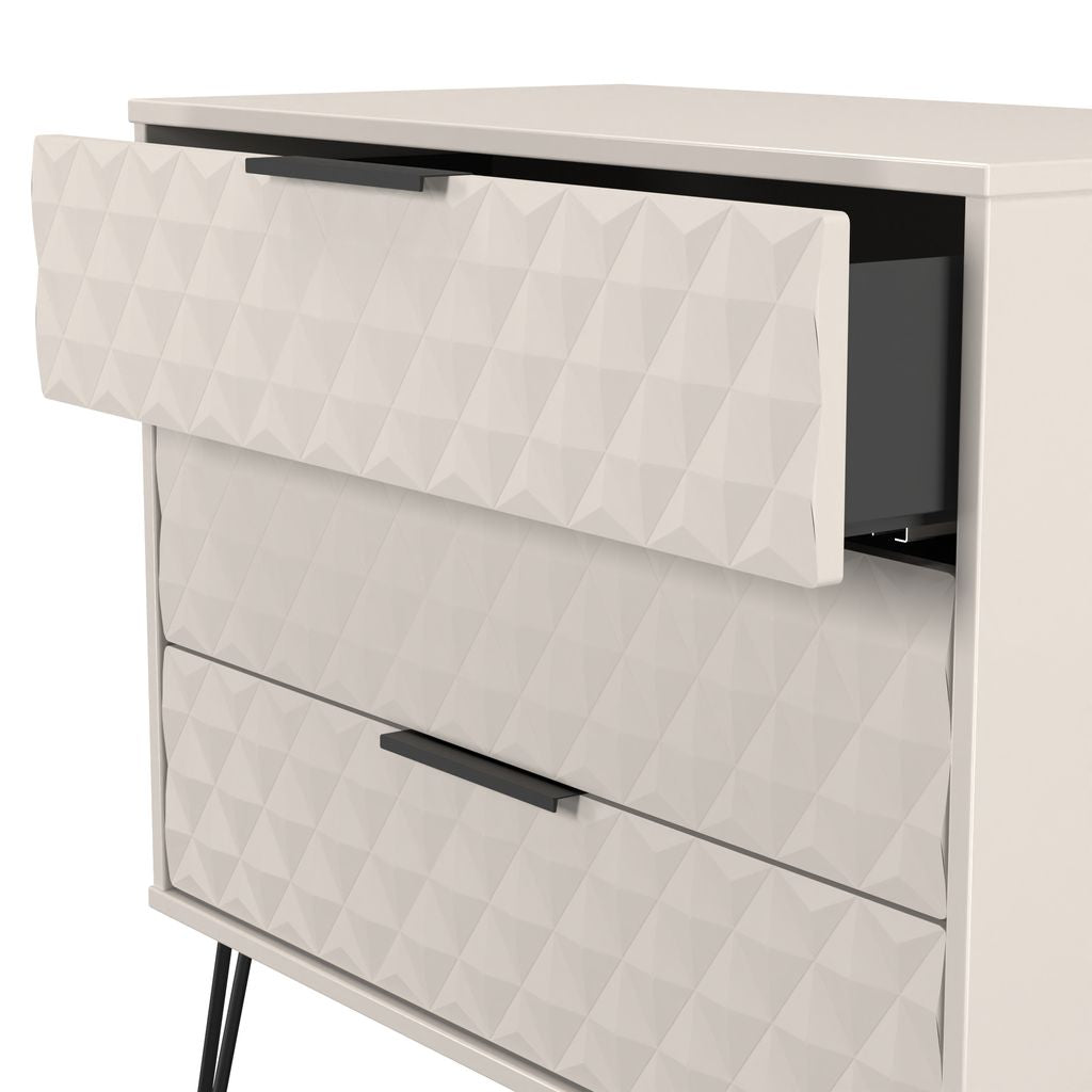 Harlequin 3 Drawer Chest with Black Hairpin Legs
