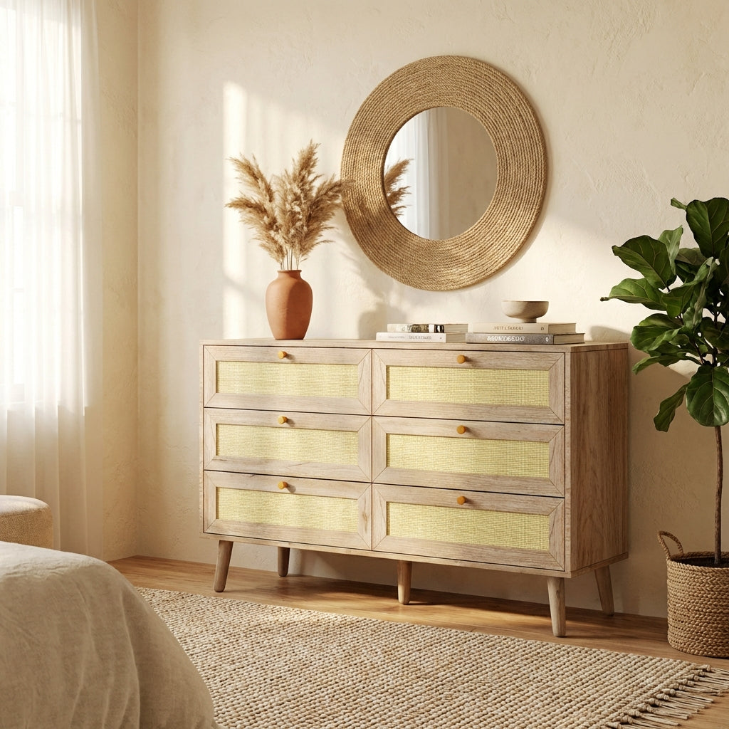 Willow 6 Drawer Real Rattan Chest 