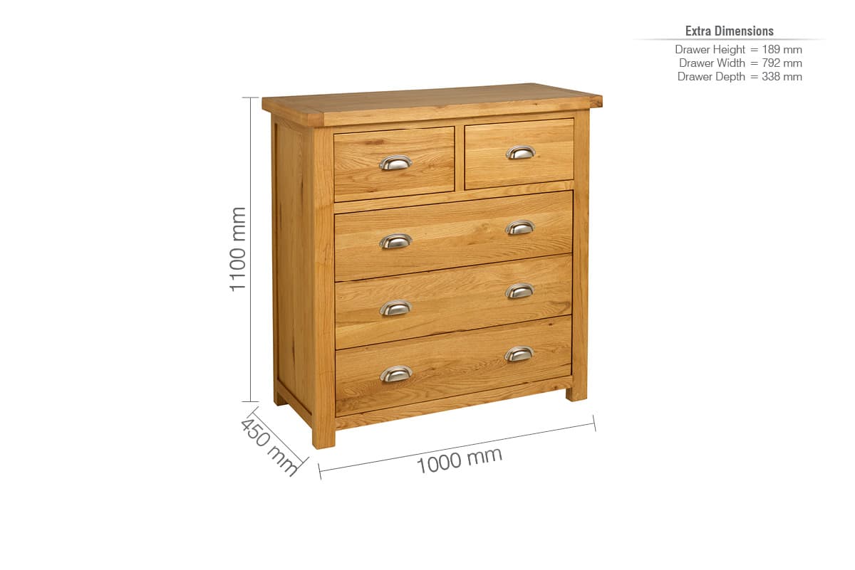 Woburn Solid Oak 3+2 Drawer Chest