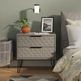 Harlequin 2 Drawer Midi Chest with Black Hairpin Legs