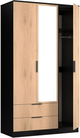 Java Tall Mirrored 2 Drawer 3 Door Triple Wardrobe