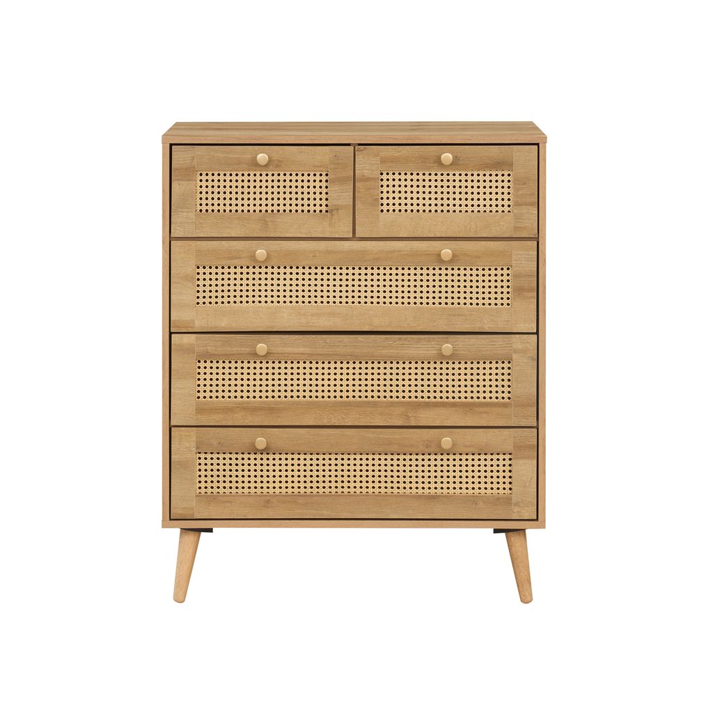 Manila Rattan 3 Piece Bedroom Set with 2 Door Wardrobe, Bedside Table & Chest of 3+2 Drawers