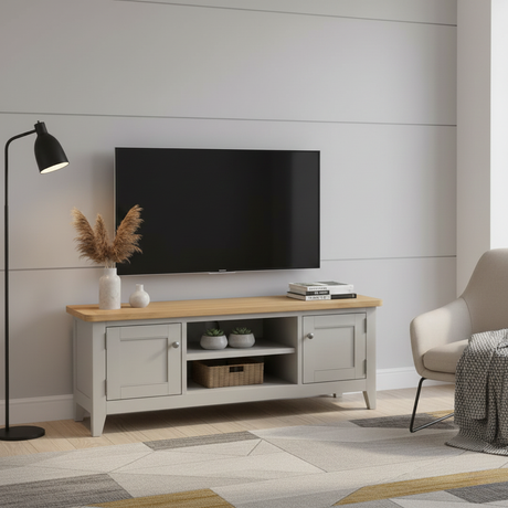 Atlas 2 Door Wide TV Cabinet with Open Shelves