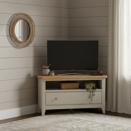 Atlas 1 Drawer Corner TV Cabinet with Open Shelf
