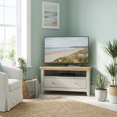 Atlas 1 Drawer Corner TV Cabinet with Open Shelf