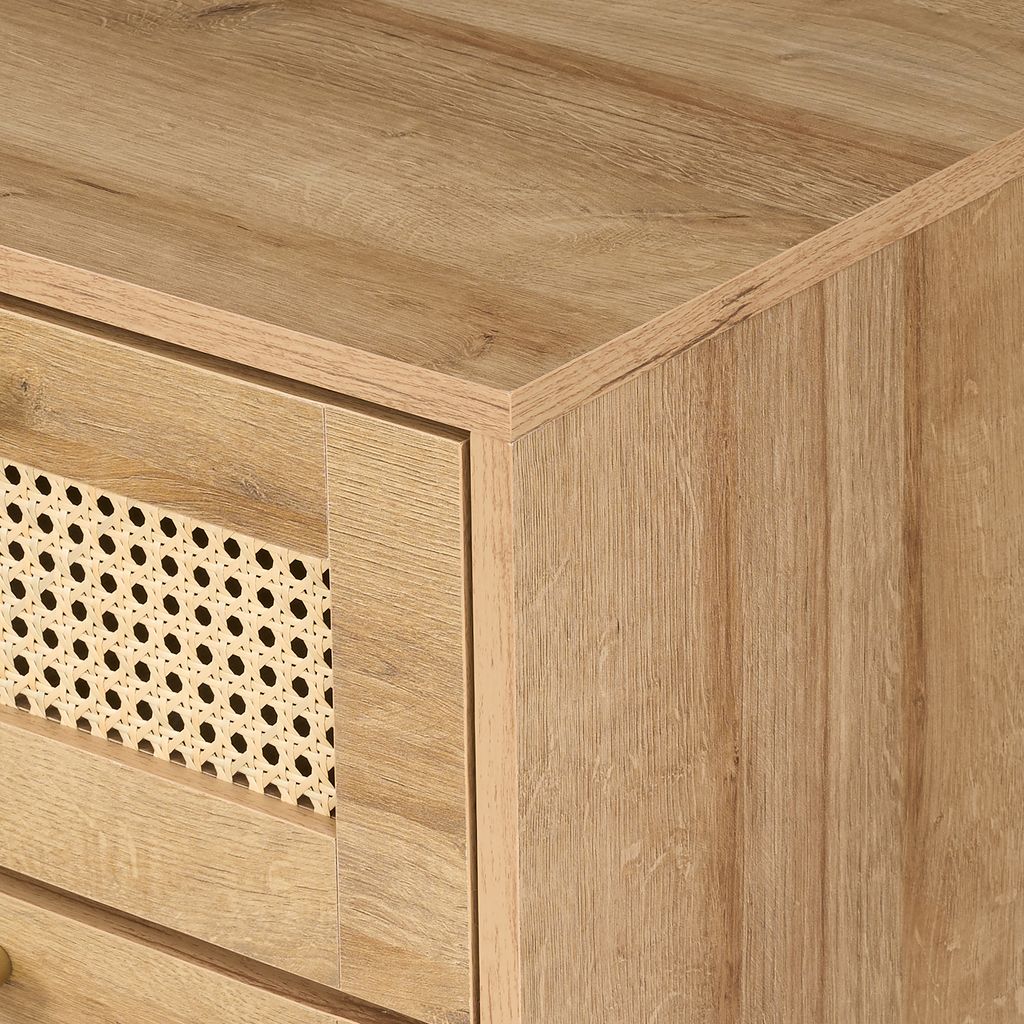 Manila Rattan 3 Piece Bedroom Set with 2 Door Wardrobe, Bedside Table & Chest of 3+2 Drawers