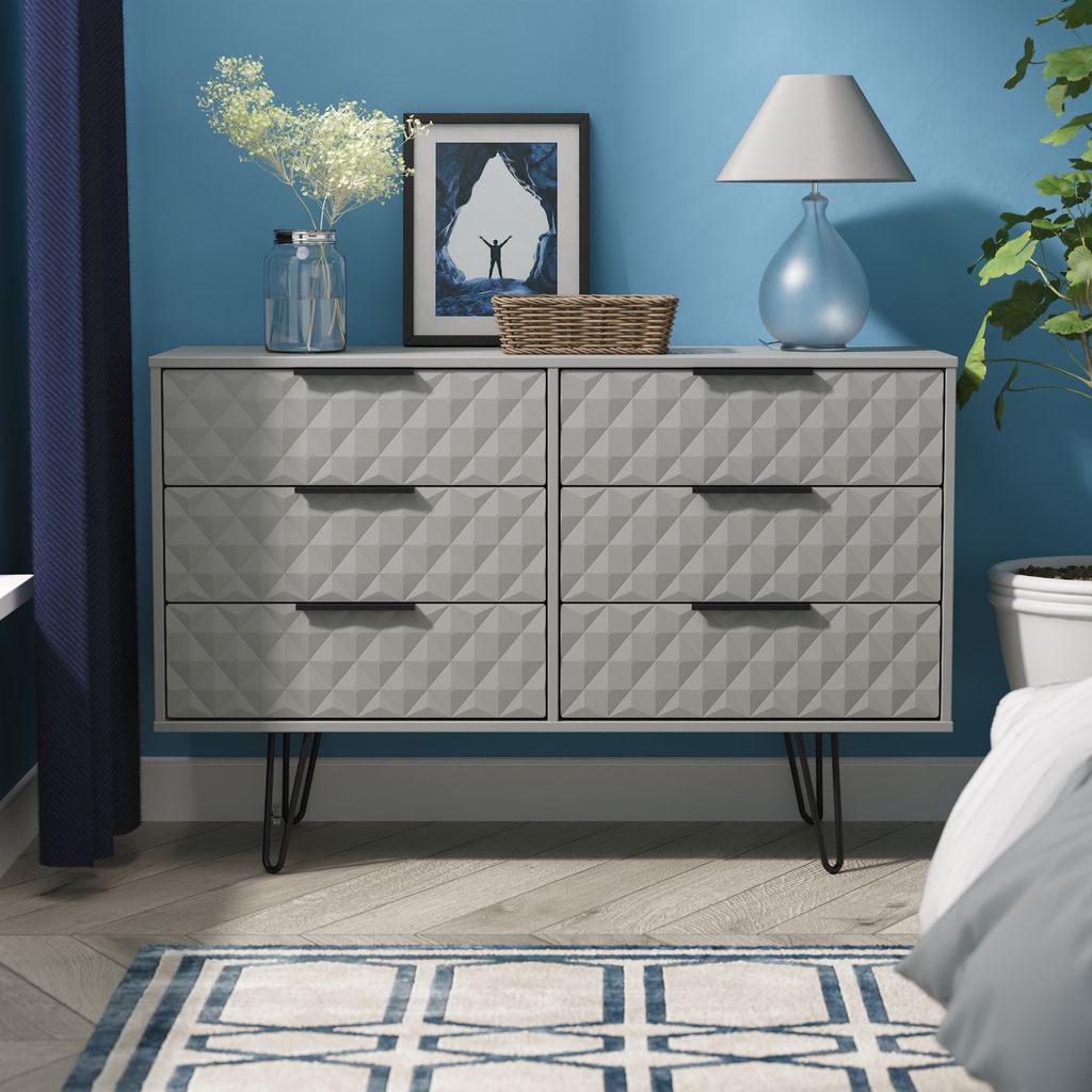Harlequin 6 Drawer Chest with Black Hairpin Legs
