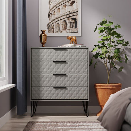 Harlequin 4 Drawer Chest with Black Hairpin Legs
