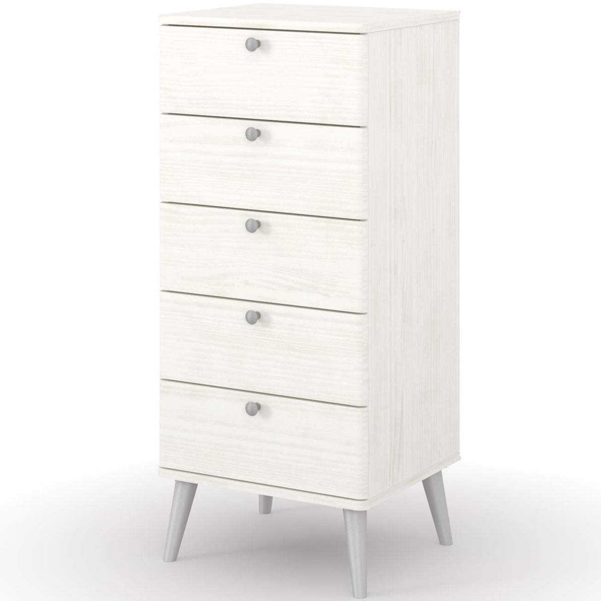 Augusta Curved 5 Drawer Narrow Tallboy Chest Dresser