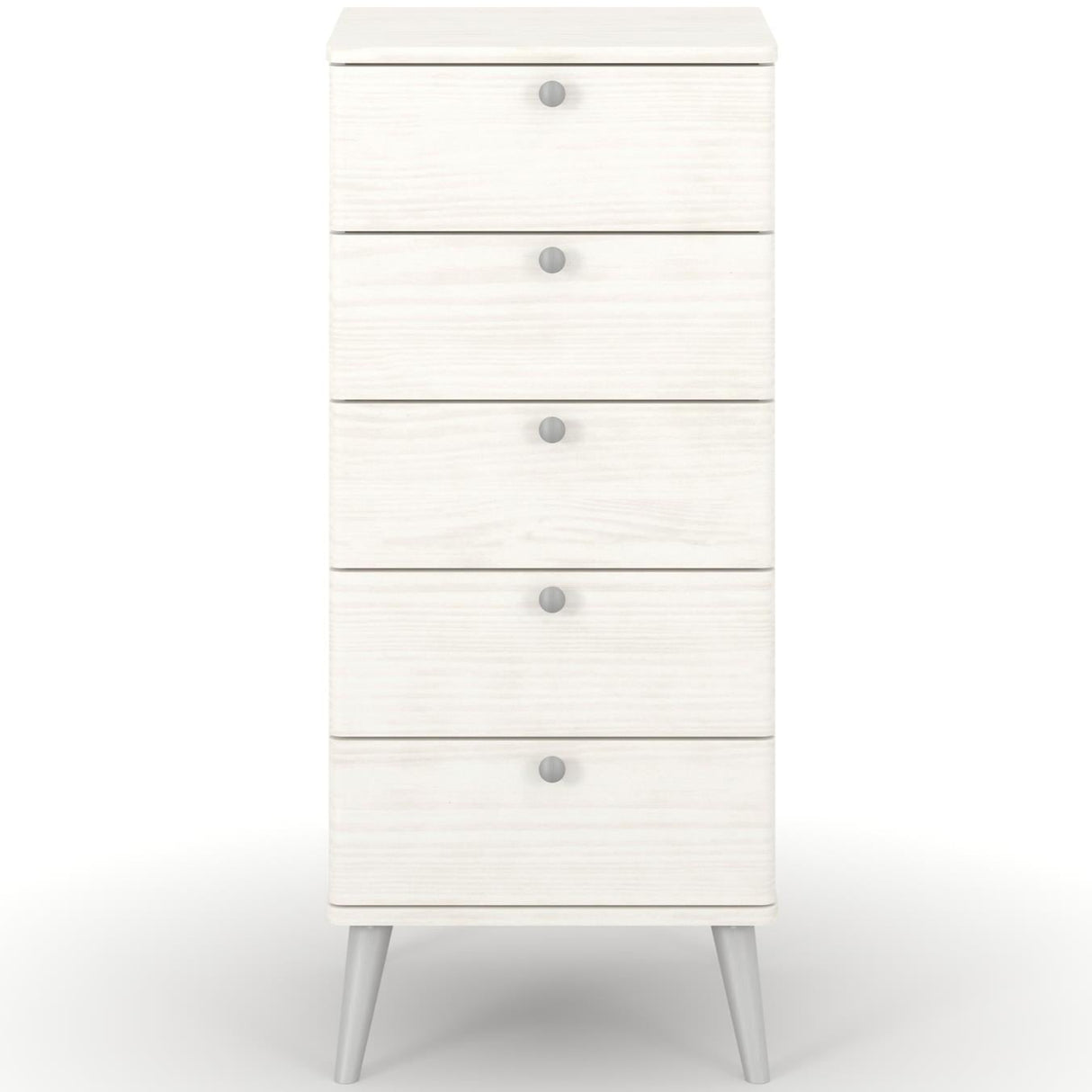 Augusta Curved 5 Drawer Narrow Tallboy Chest Dresser