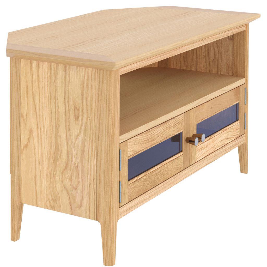 Saxton 2 Door Open Shelf Glazed Corner TV Unit