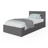 Side Lift Ottoman Silver Fabric Bed Frame