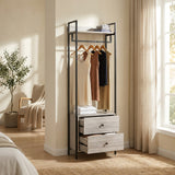 Alva Open Wardrobe with Clothes Rail & 2 Drawers
