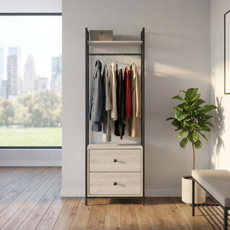 Alva Open Wardrobe with Clothes Rail & 2 Drawers