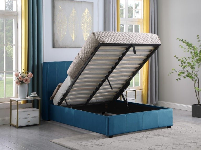Amelia Velvet Storage Ottoman Bed - Seconique