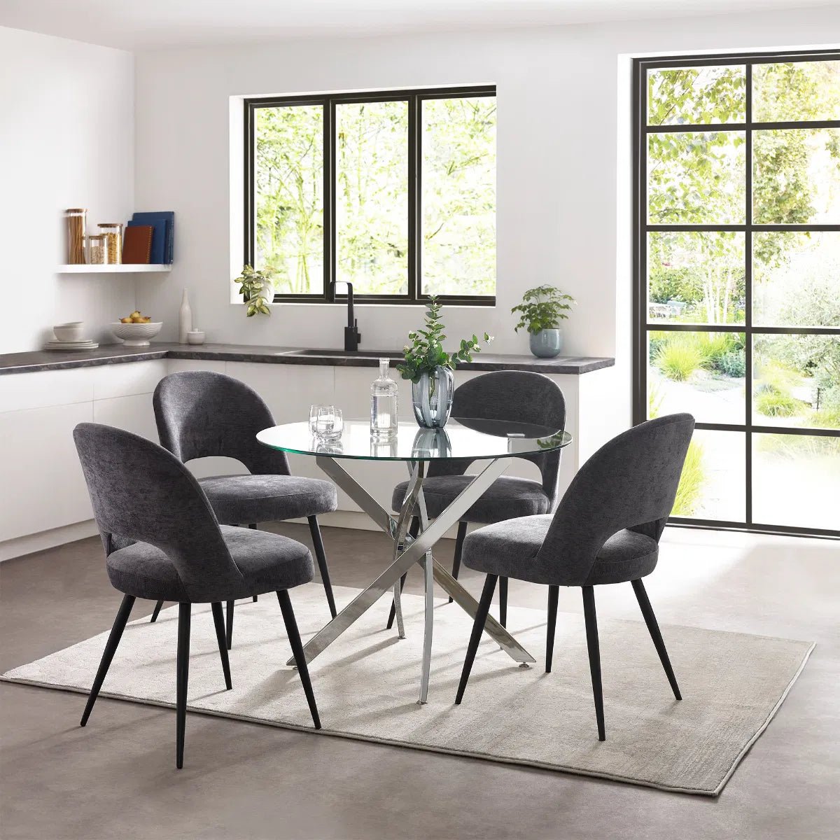 Anderson Glass Top Round Dining Table - Julian Bowen
