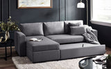 Angel Grey Linen Fabric Chaise Sofa Bed