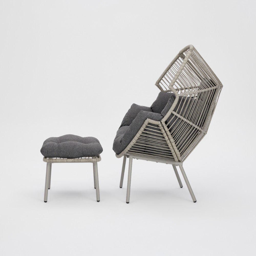 Antigua PE Rattan Egg Garden Chair with Footstool - TGC