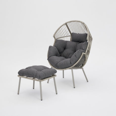 Antigua PE Rattan Egg Garden Chair with Footstool - TGC