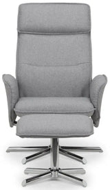 Aria Linen Recliner and Stool With Chrome Base - Julian Bowen