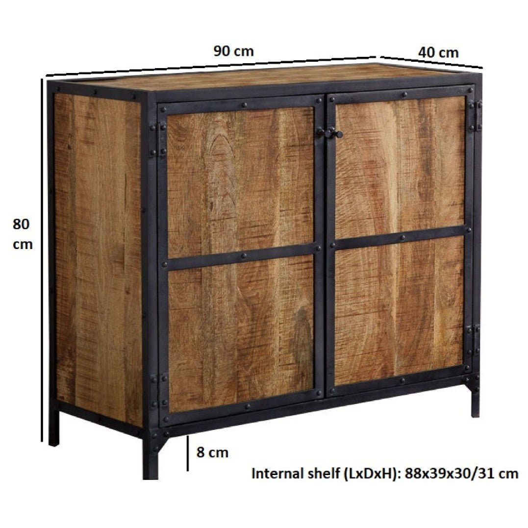 Ascot Industrial Reclaimed Wood and Metal Sideboard - Indian Hub
