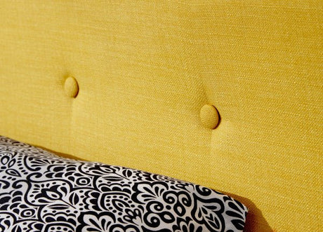 Ashbourne Mustard Double Fabric Bed (4'6" Double) - GFW
